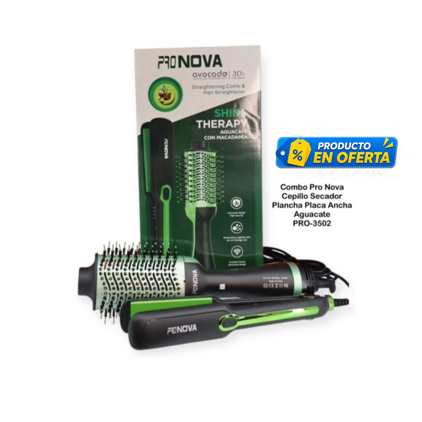 COMBO CEPILLO SECADOR YPLANCHA ANCHA AGU